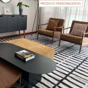 Tapete Agnes Personalizável geométrico feito à mão, 100% algodão reciclado