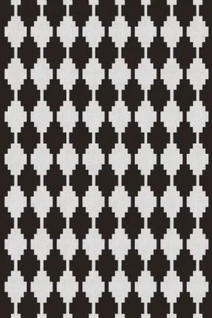 Tapete Artesanal com estampa triangular, Cores: Areia e Preto