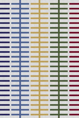 Tapete artesanal colorido com linhas geométrica, que misturam diversas cores l Koord