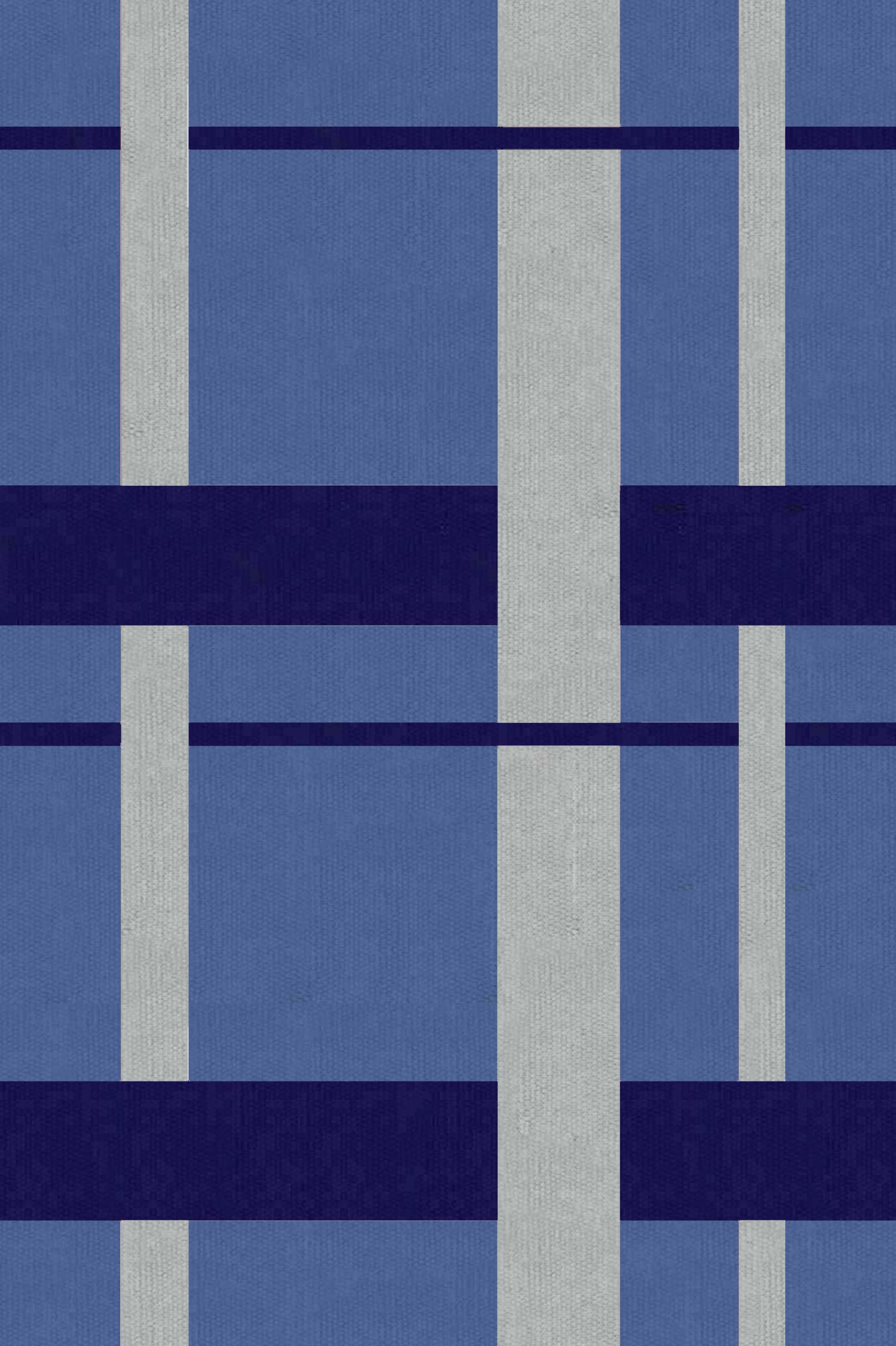 Tapete xazdrez Albert azul celeste l Koord Tapete artesanal Azul e Cinza Claro, mod Albert com design xadrez dando contraste e um toque especial em sua decoração para sala de estar l Koord Tapeçaria,
