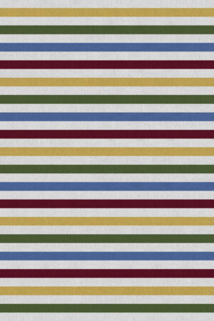 Tapete Marlene Listrado em Cores: Areia, Amarelo Mostarda, Azul Celeste, Bordo e Verde Azeitona.