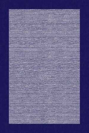 Tapete artesanal mesclado com borda, Cores: Areia e Azul Marinho