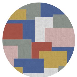 Tapete redondo Cores: Amarelo Mostarda, Areia, Caqui, Azul Celeste, Rosa Seco e Telha.