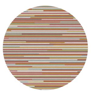 Tapete Artesanal redondo Cores: Areia, Amarelo Mostarda, Café com Leite, Caqui e Telha.