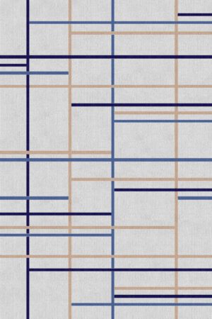 Tapete Artesanal entre linhas, Cores: Areia, Azul Celeste, Azul Marinho e Café com leite
