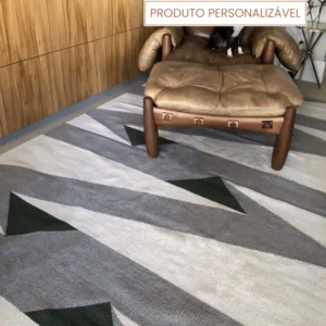Tapete Mira Personalizável  Geométrico feito à mão, 100% algodão reciclado