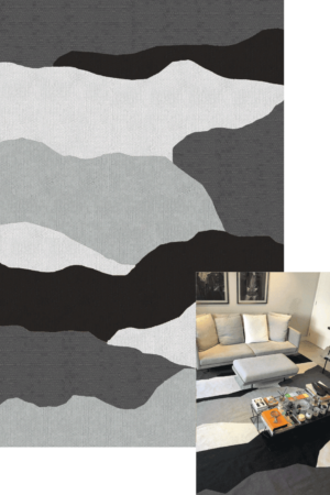 Tapete artesanal George 8 nas Cores: Areia, Cinza Chumbo, Cinza Claro e Preto