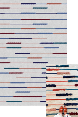 Tapete peludo artesanal em Cores:  Areia, Azul Celeste, Azul Marinho, Bordô, Rosa Seco, Petróleo e Telha l koord Tapeçaria