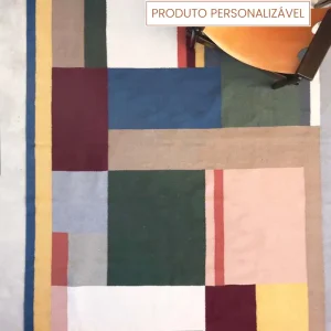 Tapete Gunta Personalizável geométrico feito à mão, 100% algodão reciclado