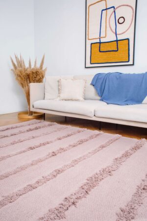 Tapete artesanal tato rosa seco da koord tapeçaia