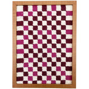 Quadro com estampa quadricular, bordado à mão 20 x 30