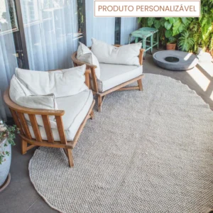 Tapete Entrelaço Orgânico Personalizável Bege e Azeitona Formas orgânicas, Feito à mão