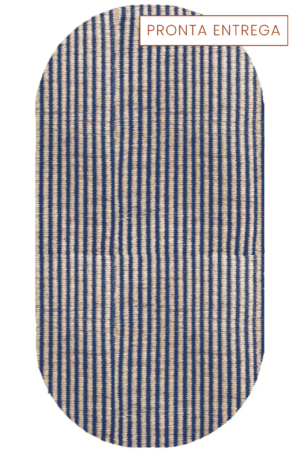 Tapete entrelaço entre linhas oval à pronta entrega azul l koord tapeçaria