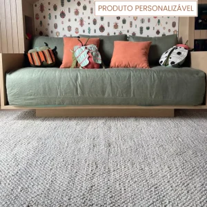 Tapete Entrelaço Personalizável Bege e Cinza Claro Finas feito à mão,  COM FIOS DE PET E ALGODÃO RECICLADO