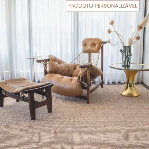 Tapete Linha Personalizável Cru e Telha listrado feito à mão, 100% algodão reciclado