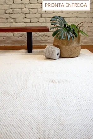 Tapete  Mescla 2,68 x 3,65 Cru  feito à mão, 50% chenille 50% algodão