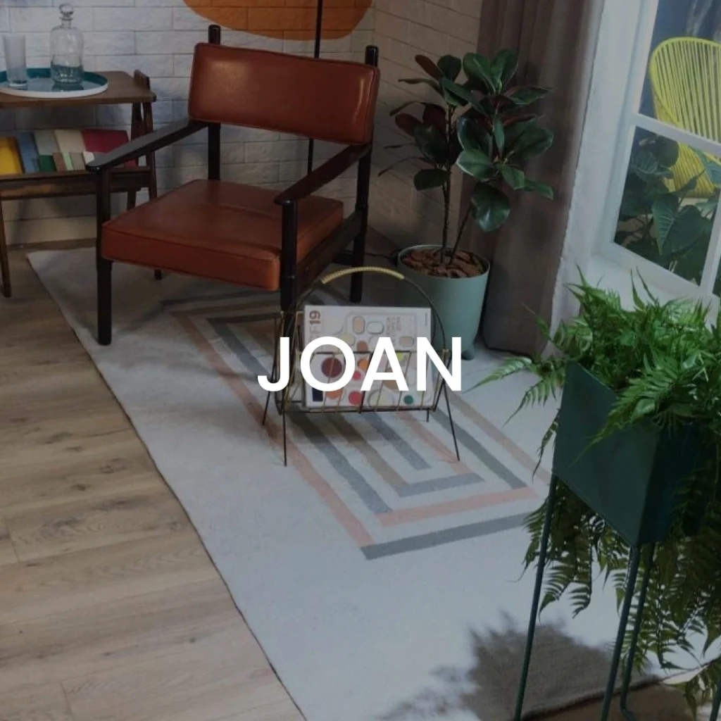 Tapete central artesanal desenhado modelo Joan l Koord Tapeçaria
