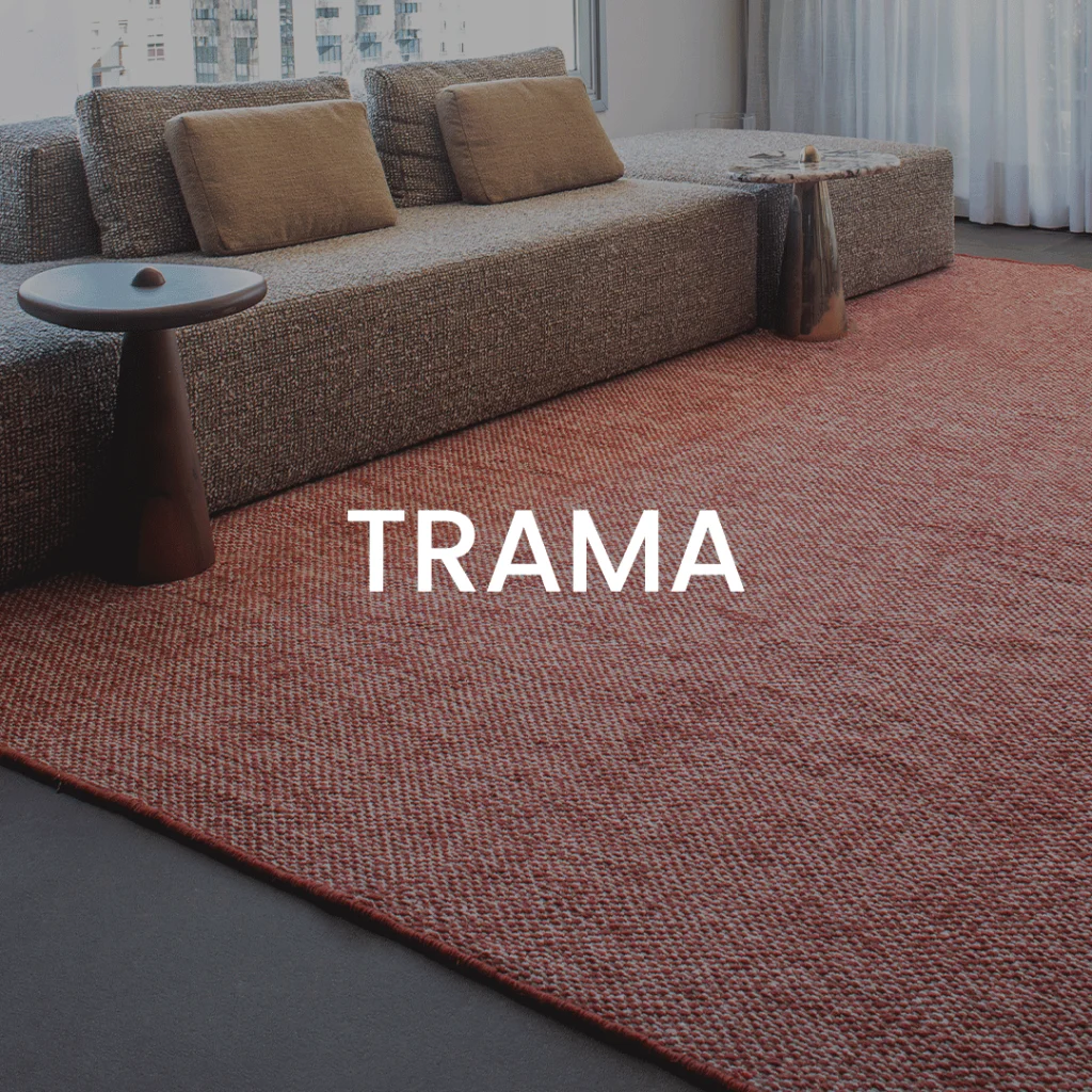 Tapete artesanal com texturas trama l koord tapeçaria
