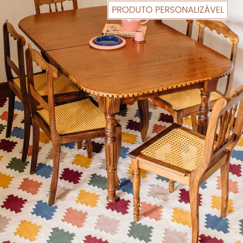 Tapete artesanal Madalena Personalizável Colorido geométrico feito à mão, 100% algodão reciclado l koord tapeçaria