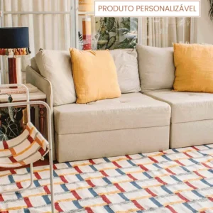 Tapete Palha Personalizável desenhado feito à mão, 100% algodão reciclado