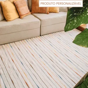 Tapete Ribeira Personalizável Listrado, colorido feito à mão, 100% algodão reciclado