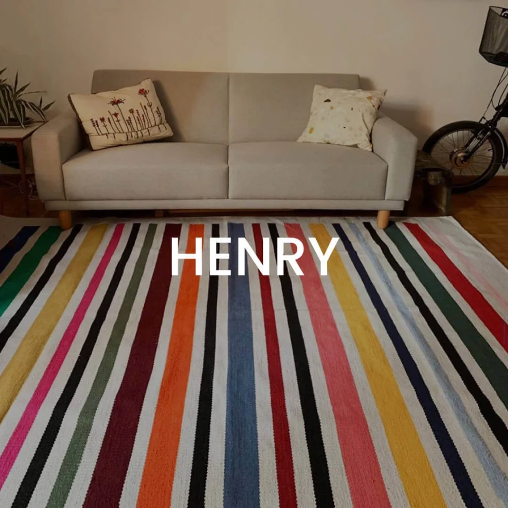 Tapete artesanal contemporâneo listrado colorido modelo Henry l Korrd Tapeçaria