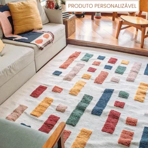 Tapete Jac Personalizável Geométrico colorido feito à mão
