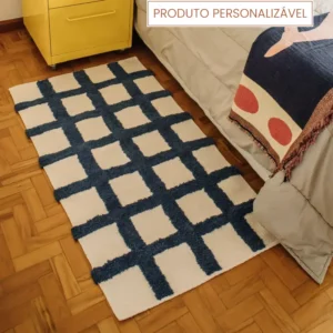Tapete Dama Personalizável Xadrez  feito à mão, 100% algodão reciclado