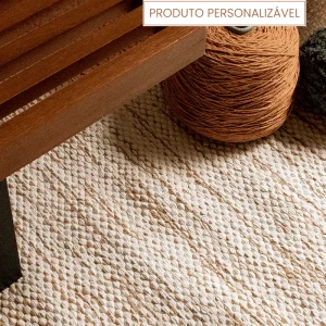 Tapete Mesclado Personalizável Cru e Canela feito à mão, 100% algodão reciclado