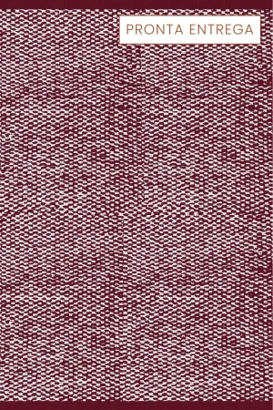 Tapete Trama 1,56 x 2,12 Cru e Bordô Texturas feito à mão, 100% algodão reciclado