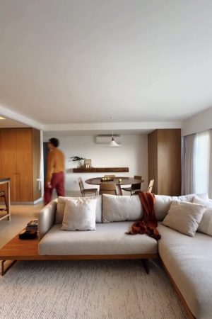 Tapete Grão 3,68 x 2,70 feito à mão, 80% algodão reciclado e 20% chenille