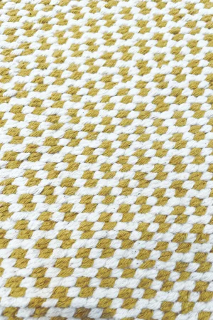Tapete Favo Personalizável Cru e Mostarda feito à mão, 100% algodão reciclado