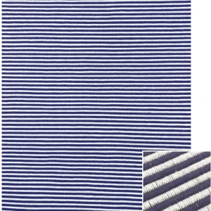 Tapete Corda 1,96 x 2,51 Cru e Azul marinho feito à mão, 100% algodão reciclado