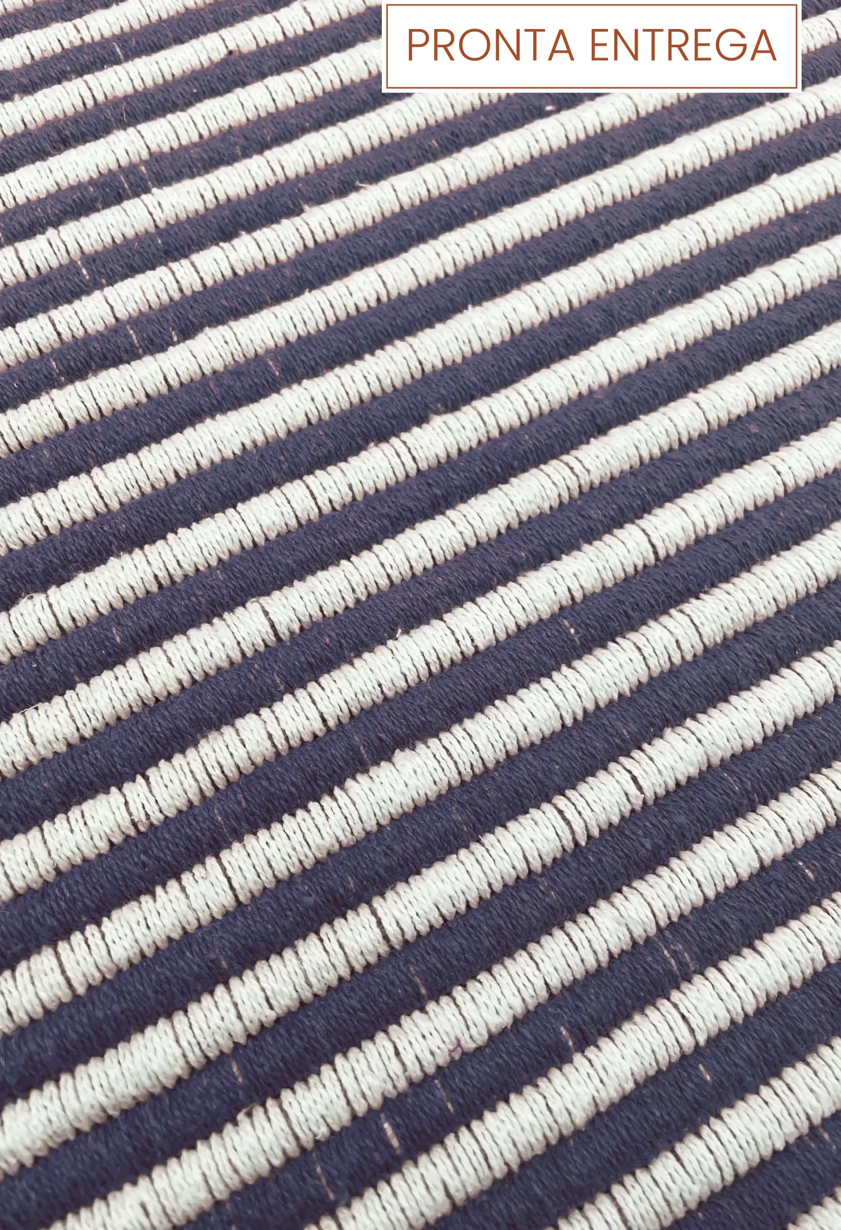Tapete Corda 1,96 x 2,51 Cru e Azul marinho feito à mão, 100% algodão reciclado Tapete Corda 1,96 x 2,51 Cru e Azul marinho feito à mão, 100% algodão reciclado